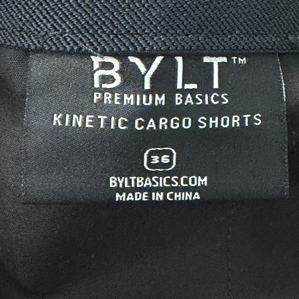 BYLT Premium Basics Kinetic Cargo Shorts‎ Mens 36 Black Stretch KN_CRGO_SHO_BLK
